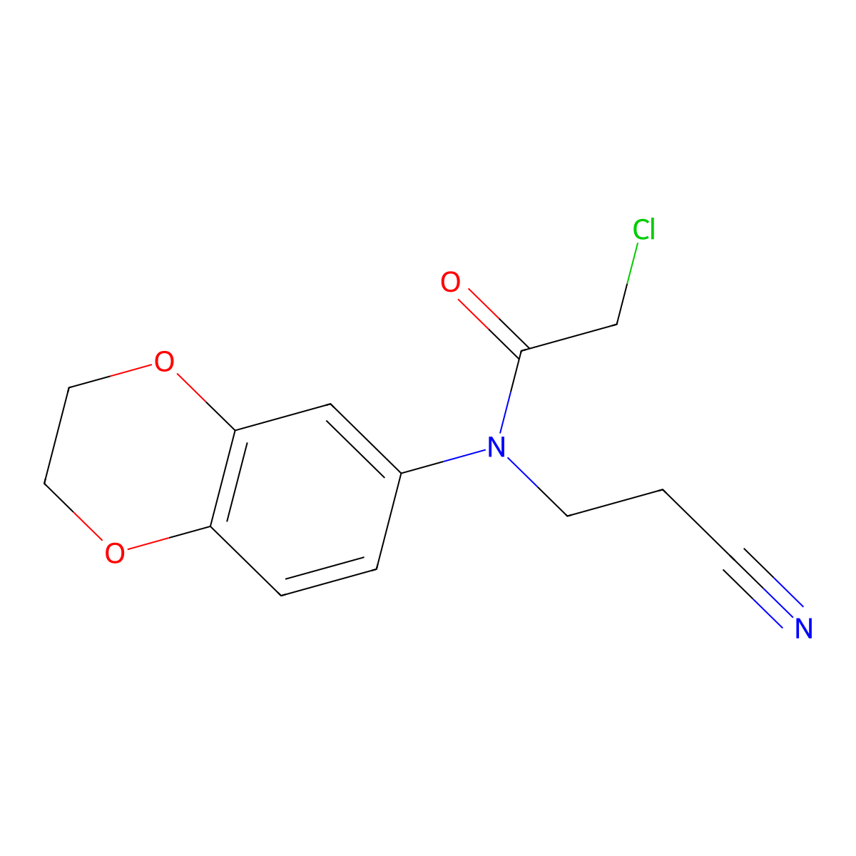 2-chloro-N-(2-cyanoethyl)-N-(2,3-dihydro-1,4-benzodioxin-6-yl)acetamide molecular structure, CAS 757192-67-9
