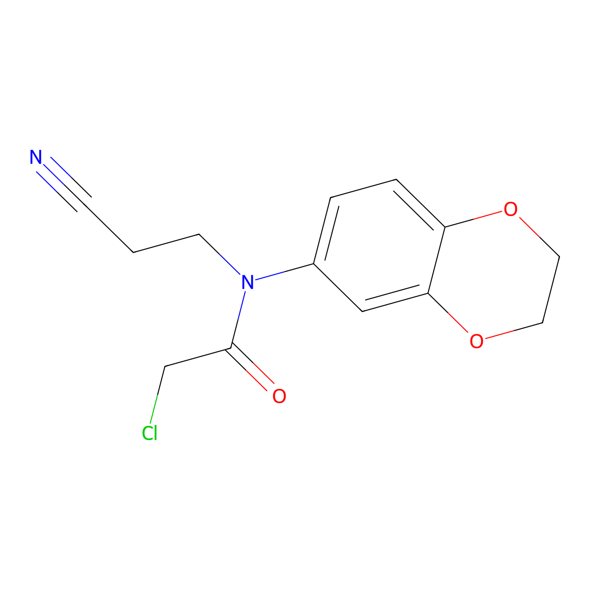 2-chloro-N-(2-cyanoethyl)-N-(2,3-dihydro-1,4-benzodioxin-6-yl)acetamide molecular structure, CAS 757192-67-9