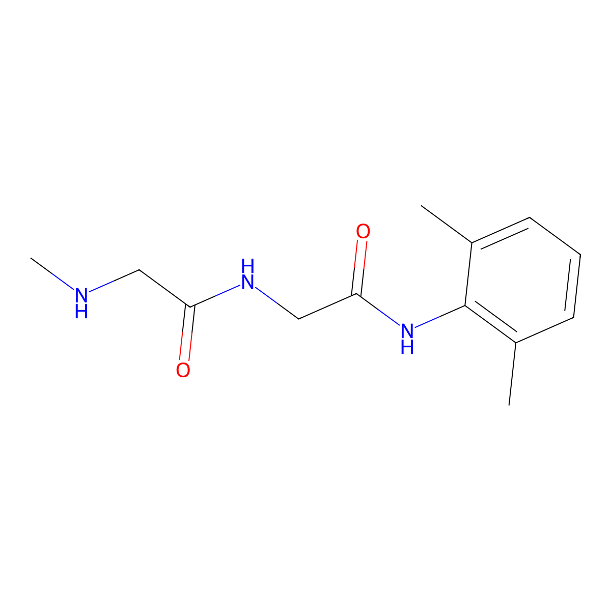 N-{[(2,6-dimethylphenyl)carbamoyl]methyl}-2-(methylamino)acetamide molecular structure, CAS 757192-69-1