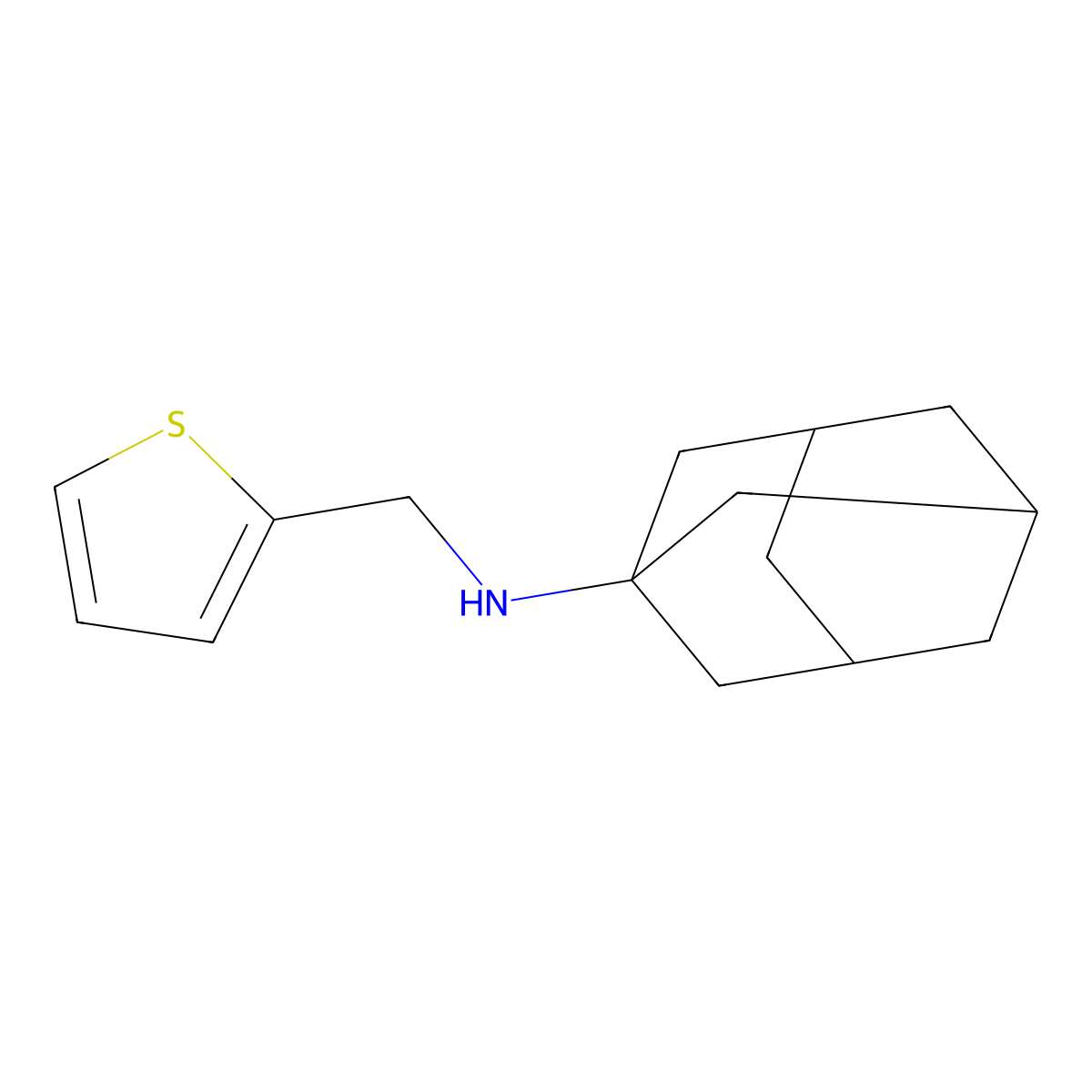 N-(thiophen-2-ylmethyl)adamantan-1-amine molecular structure, CAS 757192-74-8