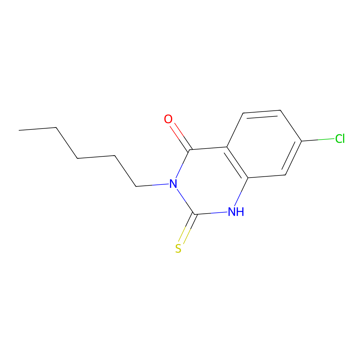 7-chloro-2-mercapto-3-pentylquinazolin-4(3H)-one molecular structure, CAS 757192-78-2
