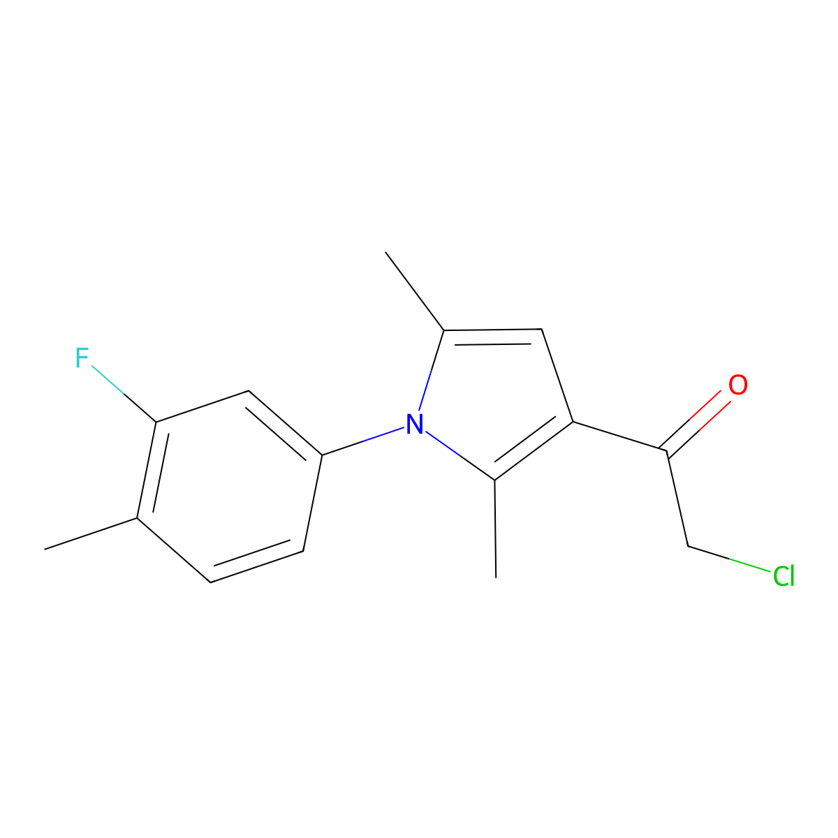 2-chloro-1-[1-(3-fluoro-4-methylphenyl)-2,5-dimethyl-1H-pyrrol-3-yl]ethan-1-one molecular structure, CAS 757192-80-6