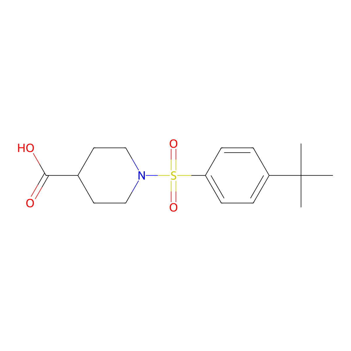 1-(4-Tert-butylbenzenesulfonyl)piperidine-4-carboxylic acid molecular structure, CAS 757192-86-2