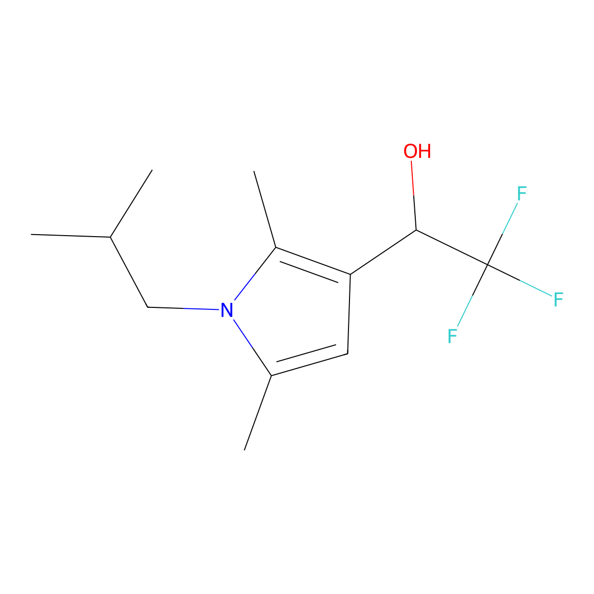 1-[2,5-dimethyl-1-(2-methylpropyl)-1H-pyrrol-3-yl]-2,2,2-trifluoroethan-1-ol molecular structure, CAS 757193-03-6