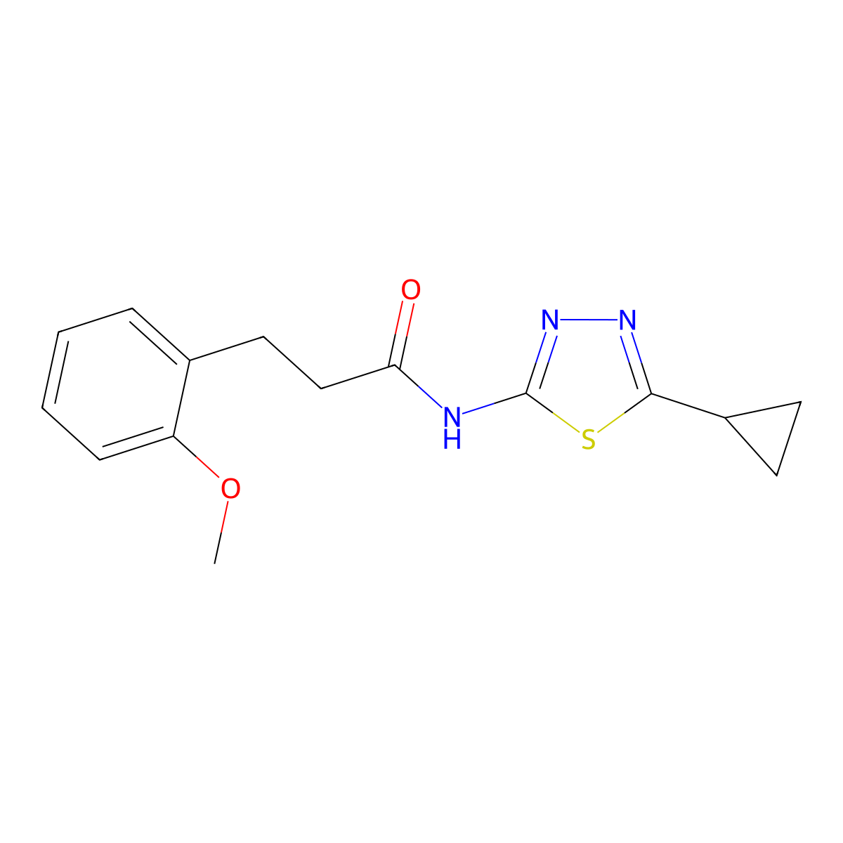 N-(5-cyclopropyl-1,3,4-thiadiazol-2-yl)-3-(2-methoxyphenyl)propanamide molecular structure, CAS 757195-12-3