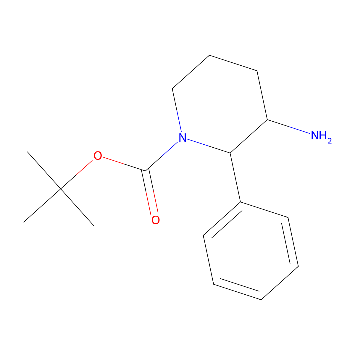 trans-Tert-butyl 3-amino-2-phenylpiperidine-1-carboxylate molecular structure, CAS 757195-60-1