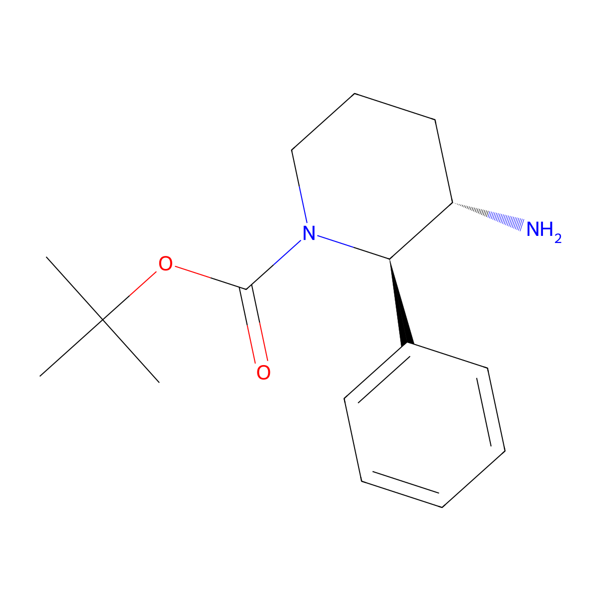 trans-Tert-butyl 3-amino-2-phenylpiperidine-1-carboxylate molecular structure, CAS 757195-60-1