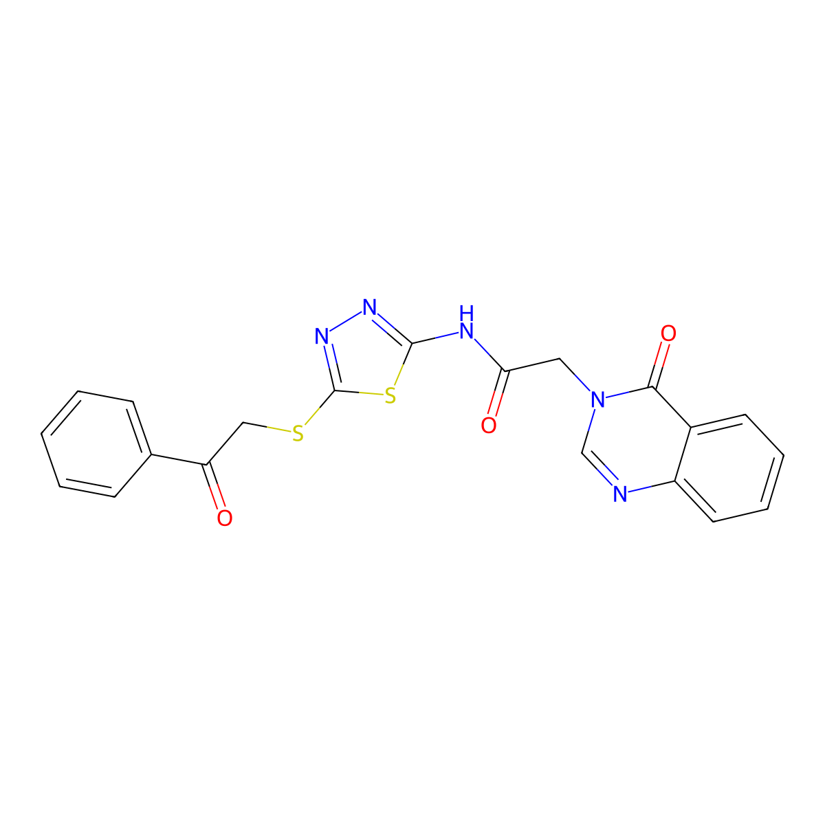 2-(4-oxoquinazolin-3-yl)-N-(5-phenacylsulfanyl-1,3,4-thiadiazol-2-yl)acetamide molecular structure, CAS 757196-31-9