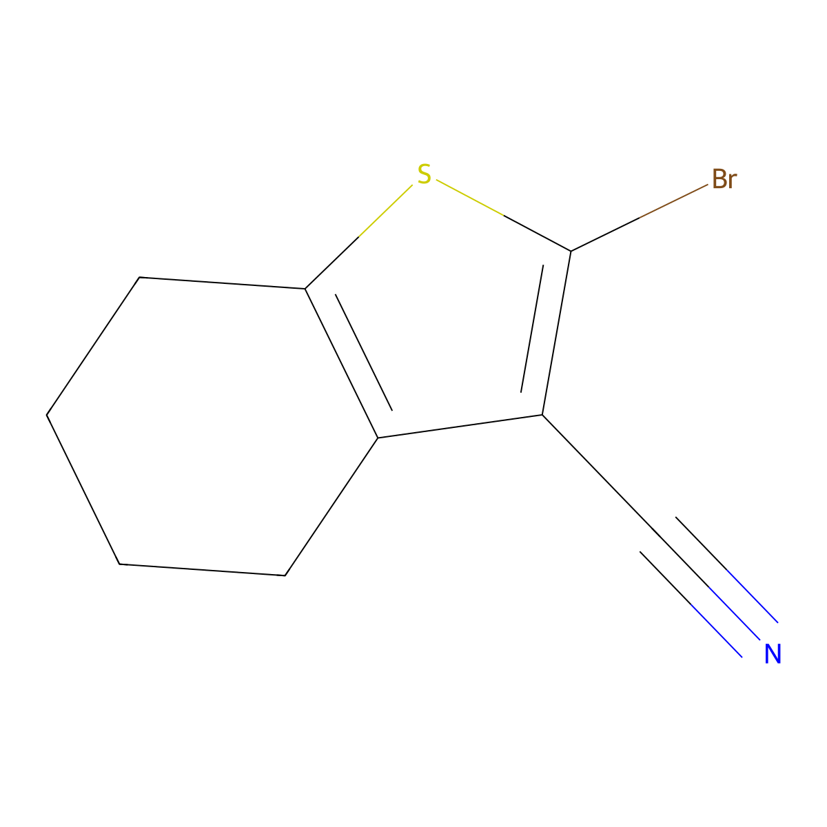 2-Bromo-4,5,6,7-tetrahydro-1-benzothiophene-3-carbonitrile molecular structure, CAS 757196-84-2