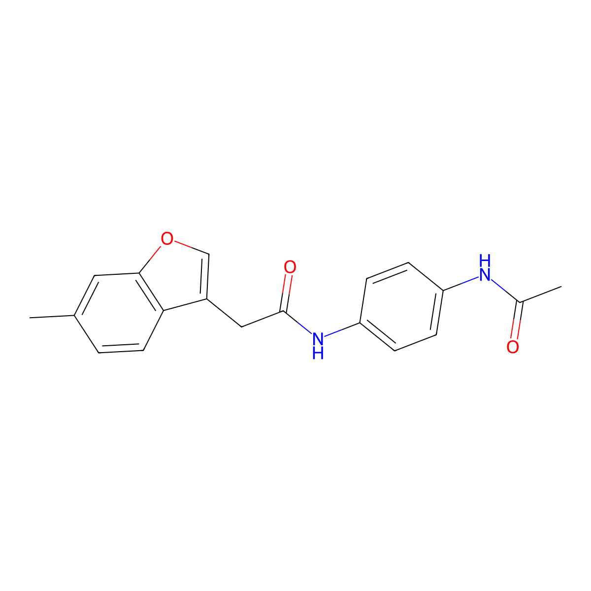 N-(4-acetamidophenyl)-2-(6-methyl-1-benzofuran-3-yl)acetamide molecular structure, CAS 757197-54-9