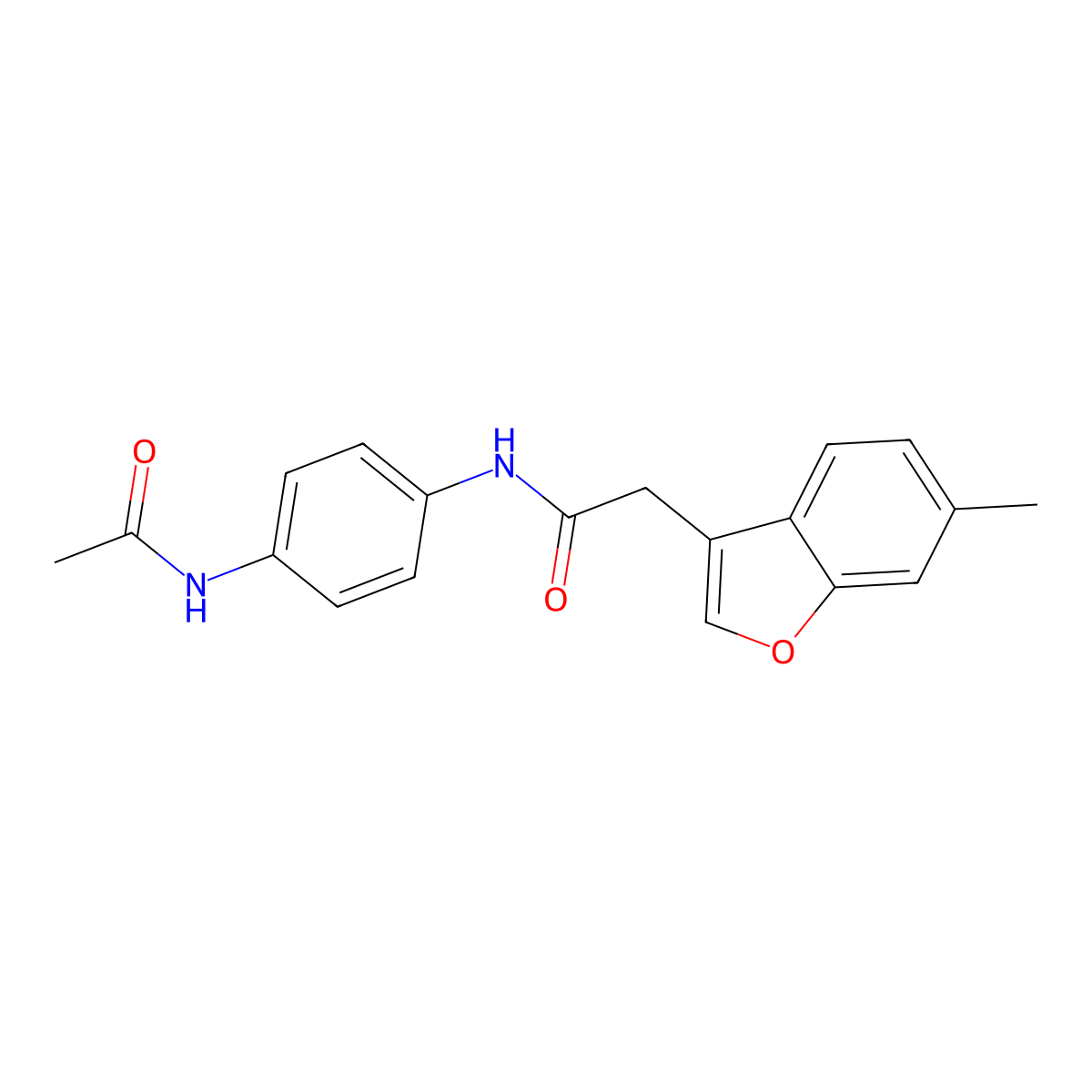 N-(4-acetamidophenyl)-2-(6-methyl-1-benzofuran-3-yl)acetamide molecular structure, CAS 757197-54-9
