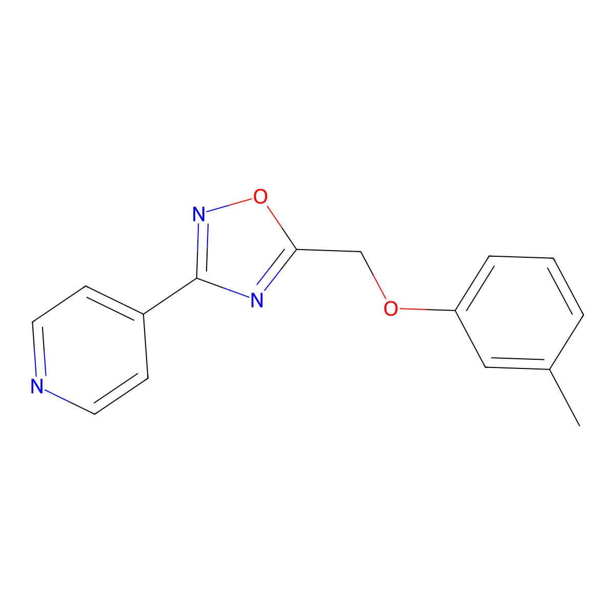4-{5-[(3-Methylphenoxy)methyl]-1,2,4-oxadiazol-3-yl}pyridine molecular structure, CAS 757201-06-2