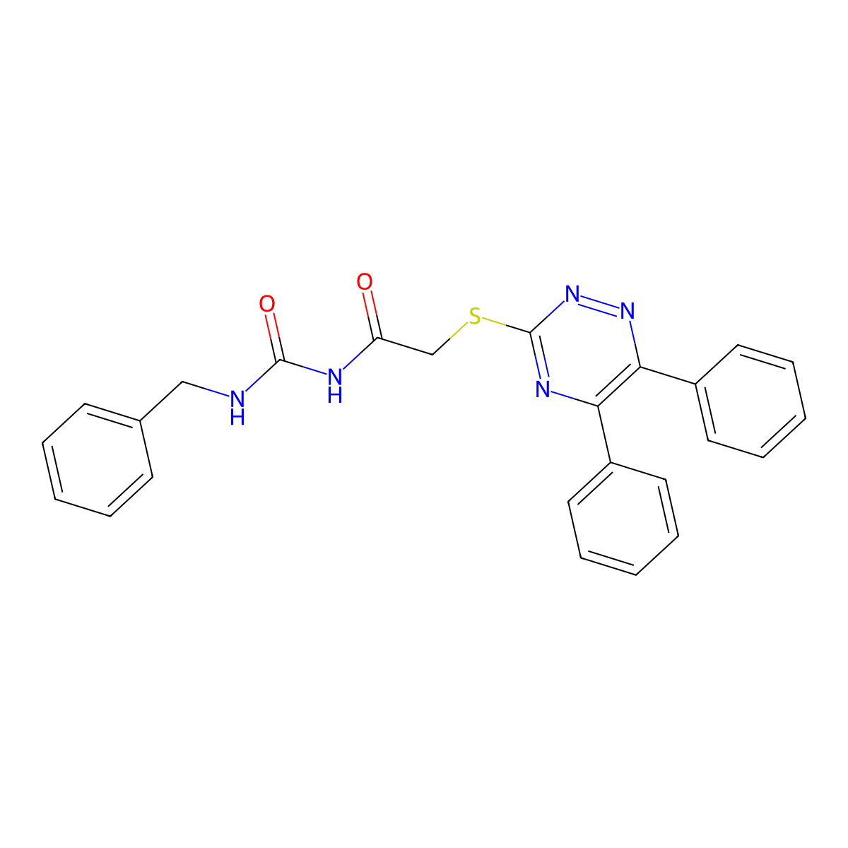 N-benzyl-N'-{[(5,6-diphenyl-1,2,4-triazin-3-yl)sulfanyl]acetyl}urea molecular structure, CAS 757205-72-4