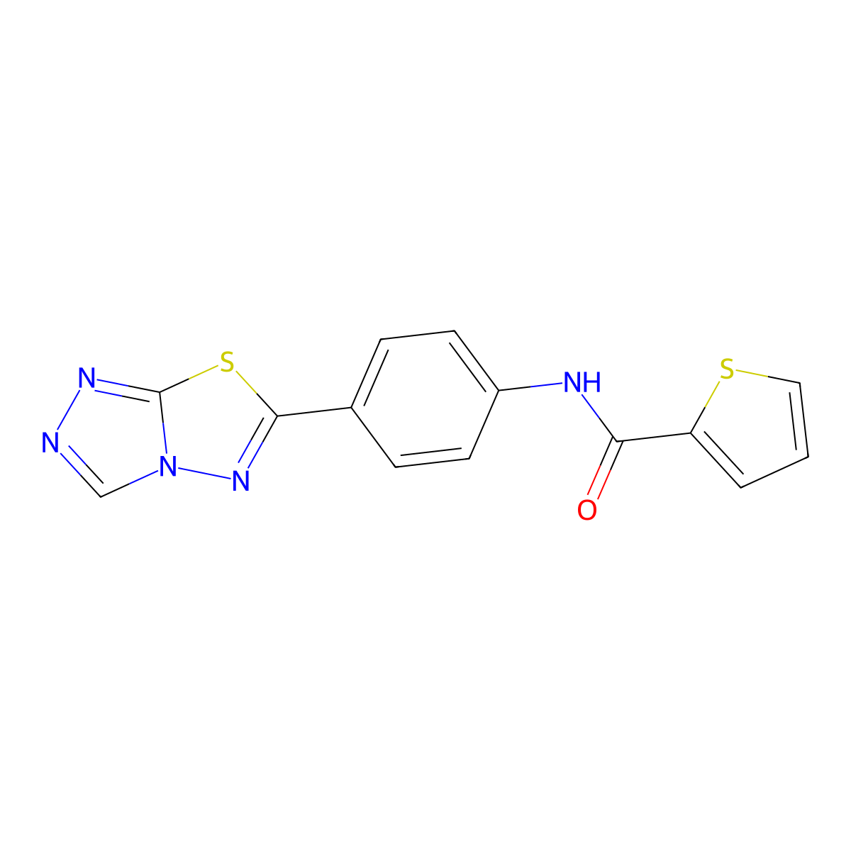 N-[4-([1,2,4]triazolo[3,4-b][1,3,4]thiadiazol-6-yl)phenyl]thiophene-2-carboxamide molecular structure, CAS 757208-46-1