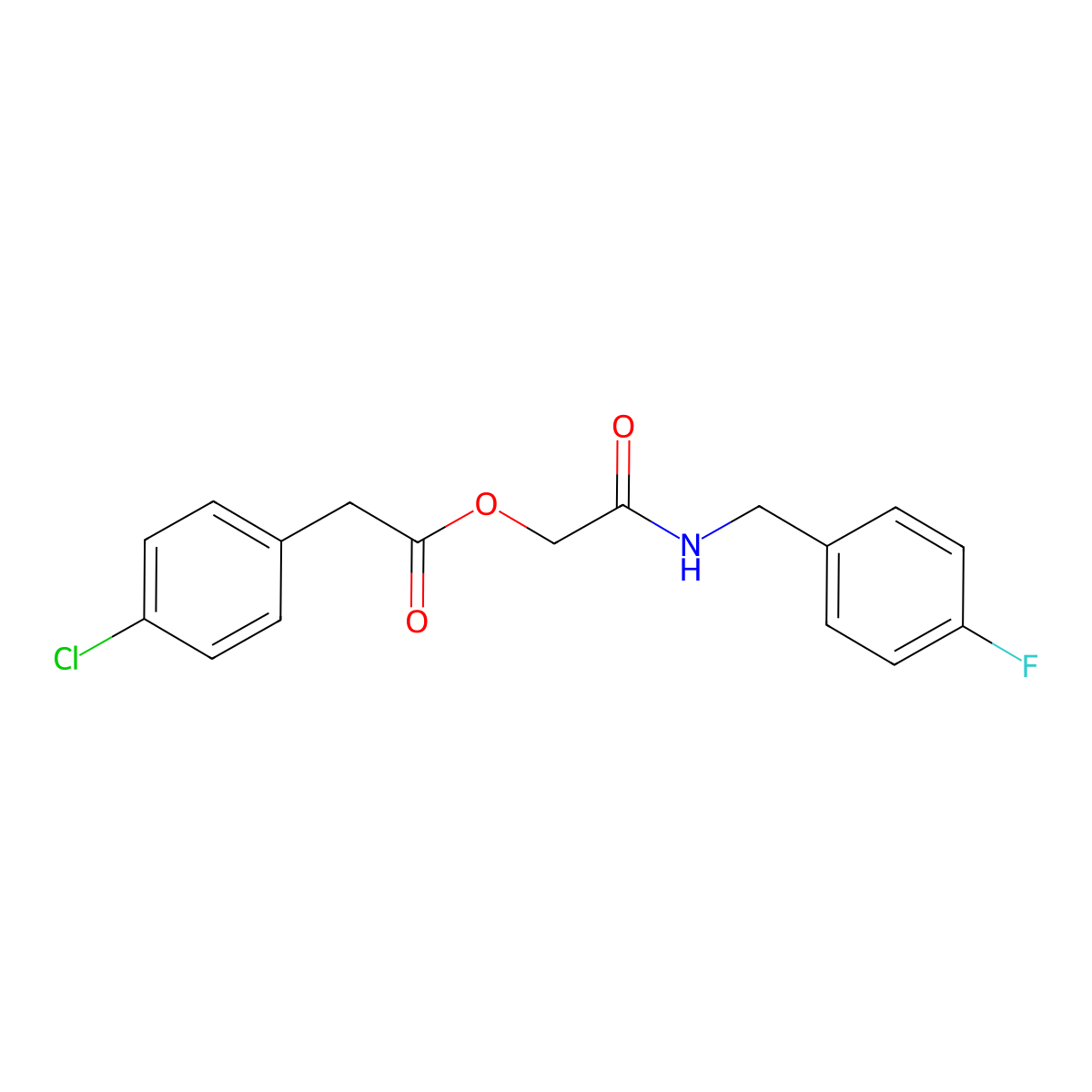 {[(4-Fluorophenyl)methyl]carbamoyl}methyl 2-(4-chlorophenyl)acetate molecular structure, CAS 757208-57-4