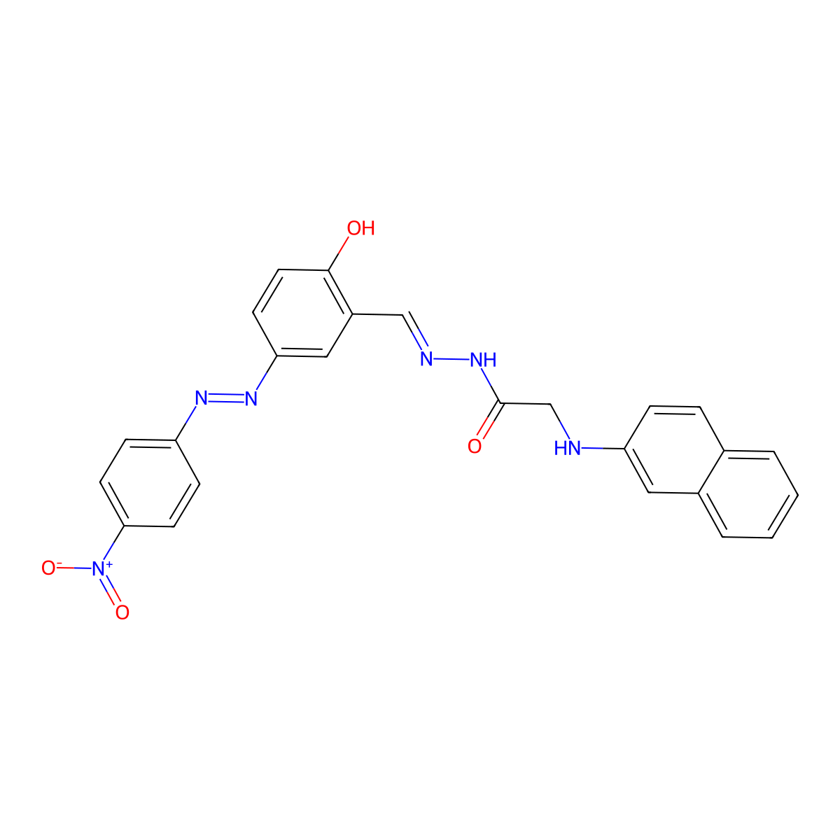 Glycine, N-2-naphthalenyl-, [[2-hydroxy-5-[(4-nitrophenyl)azo]phenyl]methylene]hydrazide (9CI) molecular structure, CAS 757213-02-8