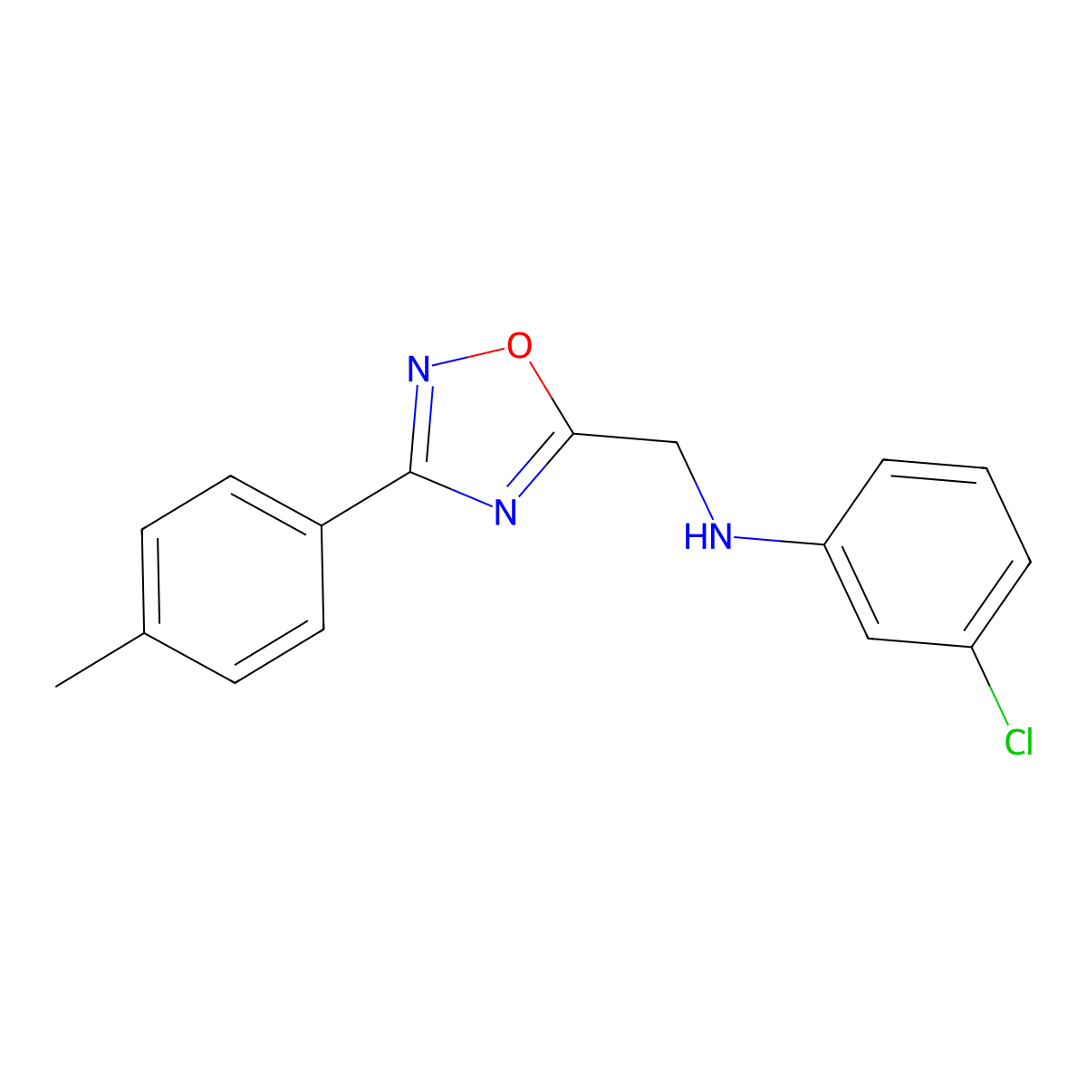 3-chloro-N-[[3-(4-methylphenyl)-1,2,4-oxadiazol-5-yl]methyl]aniline molecular structure, CAS 757217-18-8