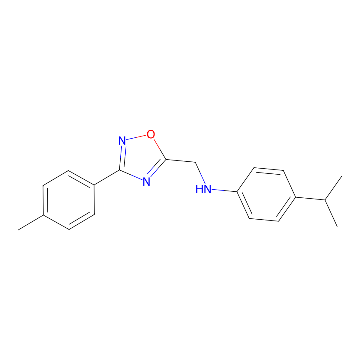 N-[[3-(4-methylphenyl)-1,2,4-oxadiazol-5-yl]methyl]-4-propan-2-ylaniline molecular structure, CAS 757217-35-9