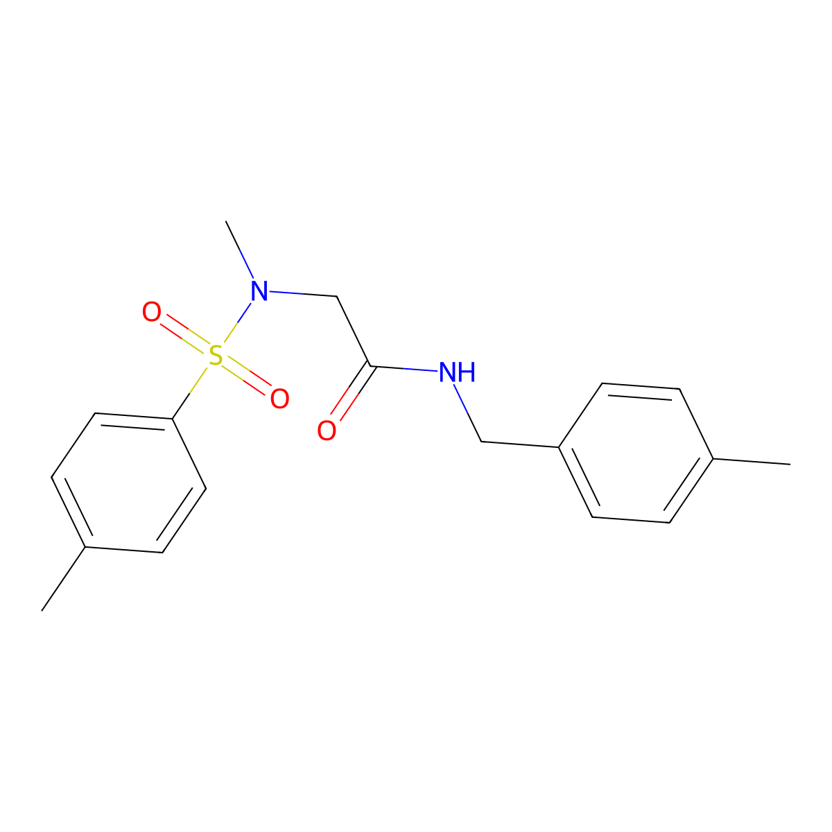 2-[methyl-(4-methylphenyl)sulfonylamino]-N-[(4-methylphenyl)methyl]acetamide molecular structure, CAS 757218-05-6