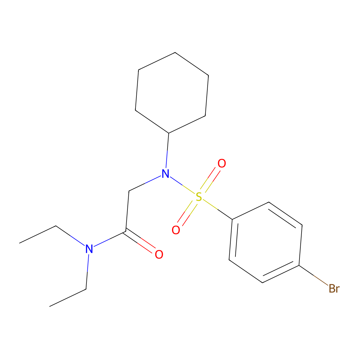 2-[(4-bromophenyl)sulfonyl-cyclohexylamino]-N,N-diethylacetamide molecular structure, CAS 757218-07-8