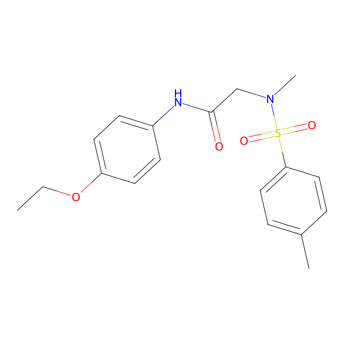 N-(4-ethoxyphenyl)-2-[methyl-(4-methylphenyl)sulfonylamino]acetamide molecular structure, CAS 757218-10-3