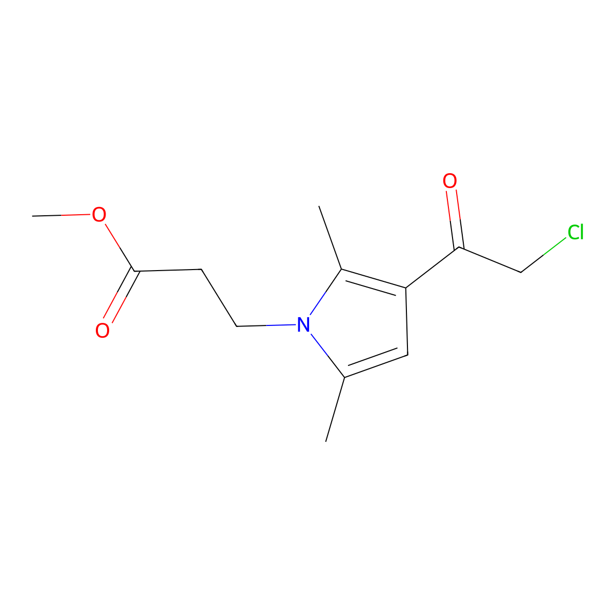 methyl 3-[3-(2-chloroacetyl)-2,5-dimethyl-1H-pyrrol-1-yl]propanoate molecular structure, CAS 757219-83-3