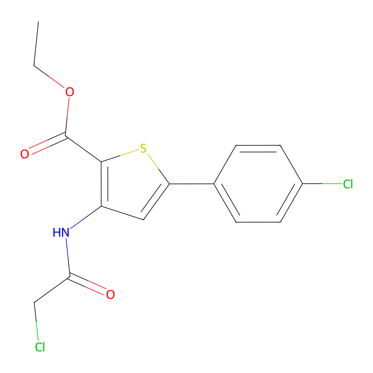 Ethyl 3-(2-chloroacetamido)-5-(4-chlorophenyl)thiophene-2-carboxylate molecular structure, CAS 757219-96-8
