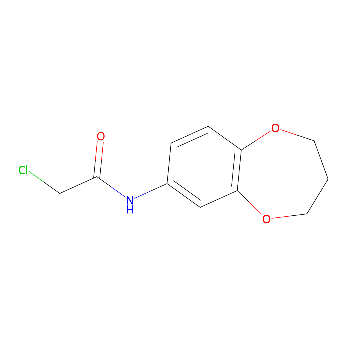 2-chloro-N-(3,4-dihydro-2H-1,5-benzodioxepin-7-yl)acetamide molecular structure, CAS 757220-20-5