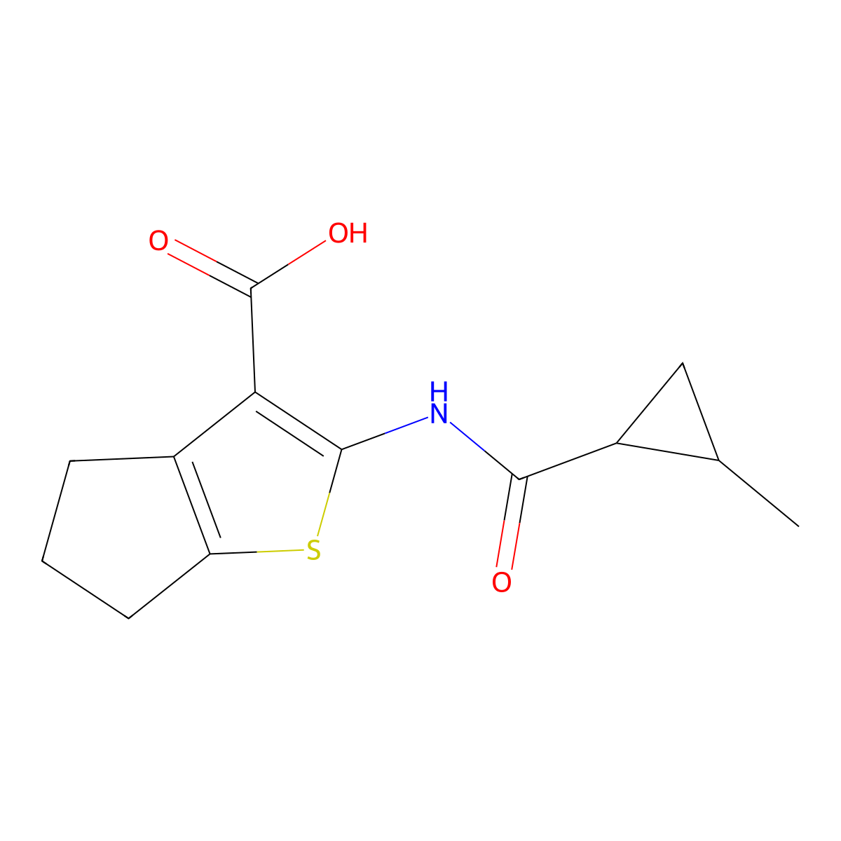 2-(2-Methylcyclopropaneamido)-4H,5H,6H-cyclopenta[B]thiophene-3-carboxylic acid molecular structure, CAS 757220-62-5