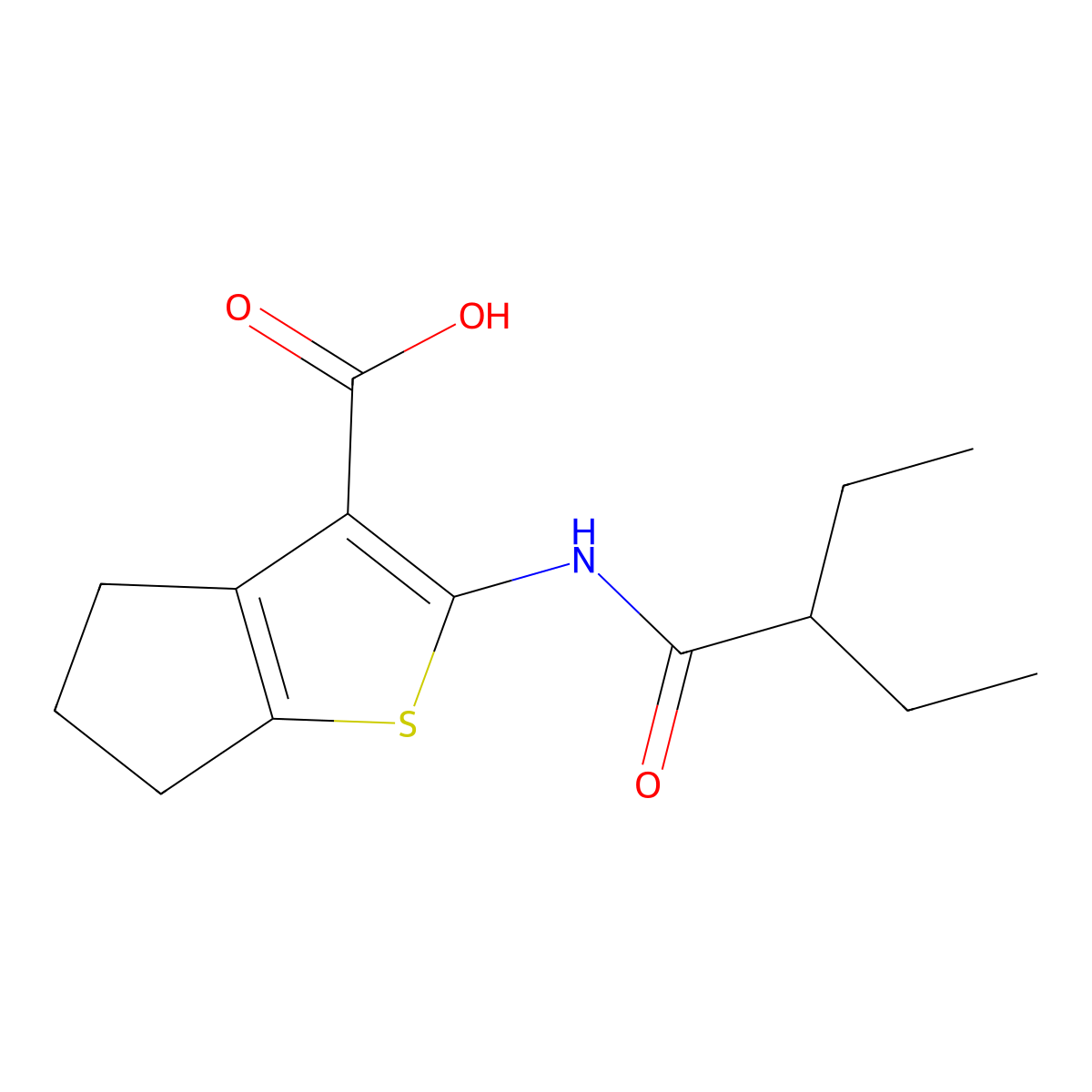 2-(2-ethylbutanamido)-4H,5H,6H-cyclopenta[b]thiophene-3-carboxylic acid molecular structure, CAS 757220-67-0