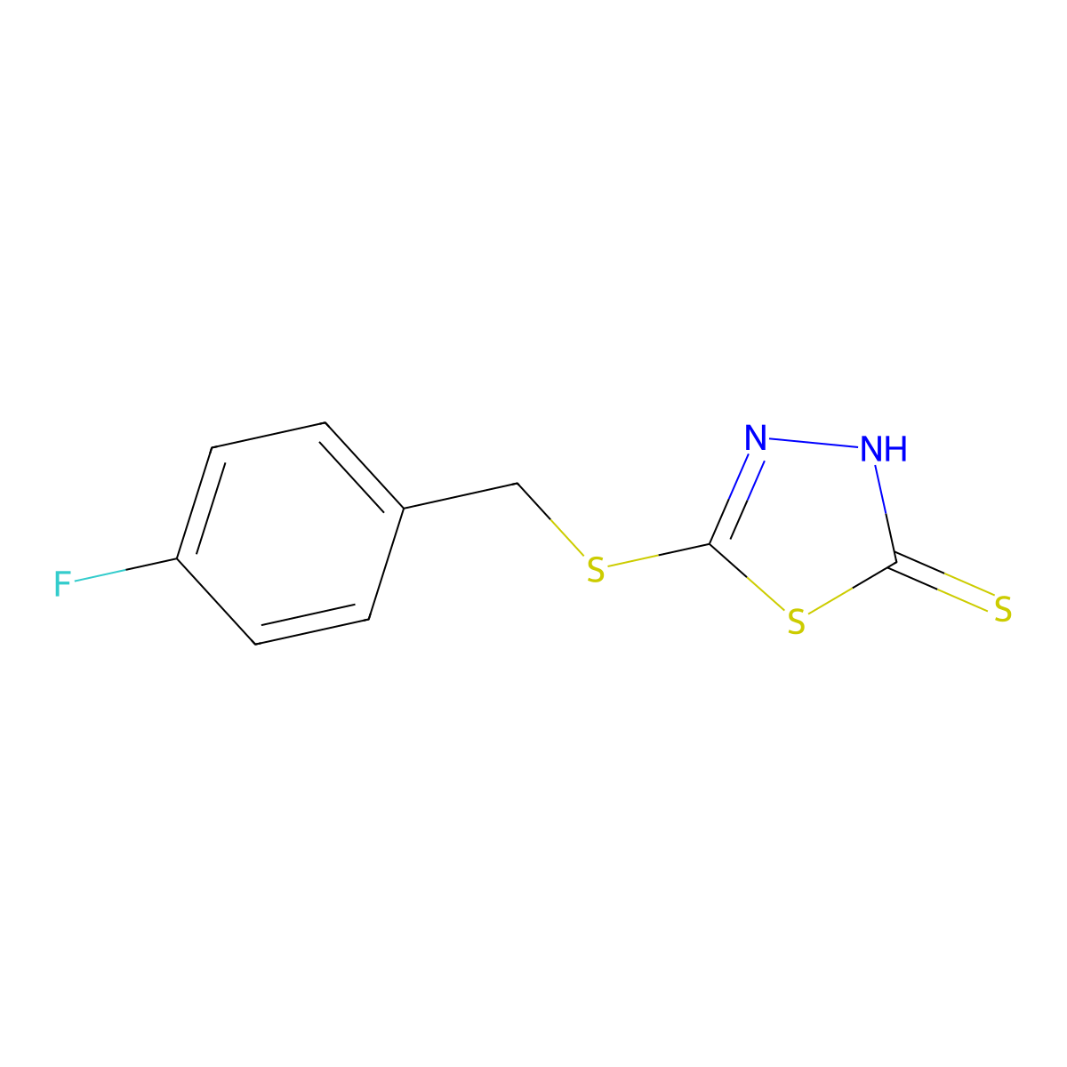 5-{[(4-Fluorophenyl)methyl]sulfanyl}-1,3,4-thiadiazole-2-thiol molecular structure, CAS 757220-77-2