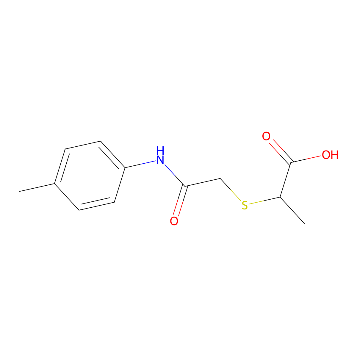 2-({[(4-Methylphenyl)carbamoyl]methyl}sulfanyl)propanoic acid molecular structure, CAS 757220-97-6