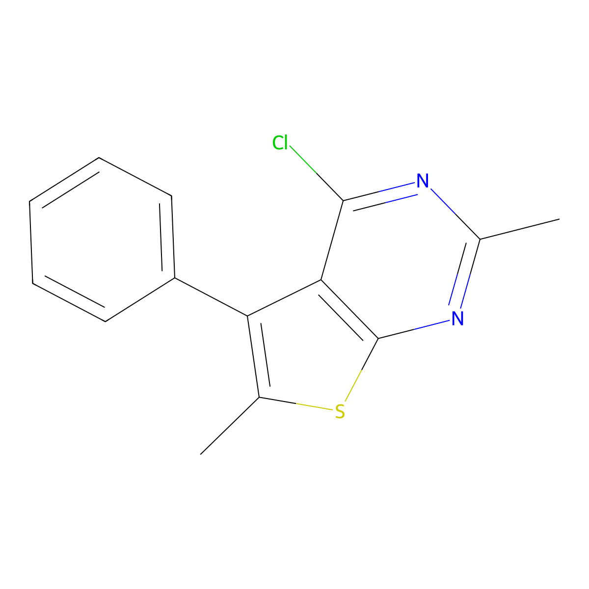 4-Chloro-2,6-dimethyl-5-phenylthieno[2,3-d]pyrimidine molecular structure, CAS 757221-58-2