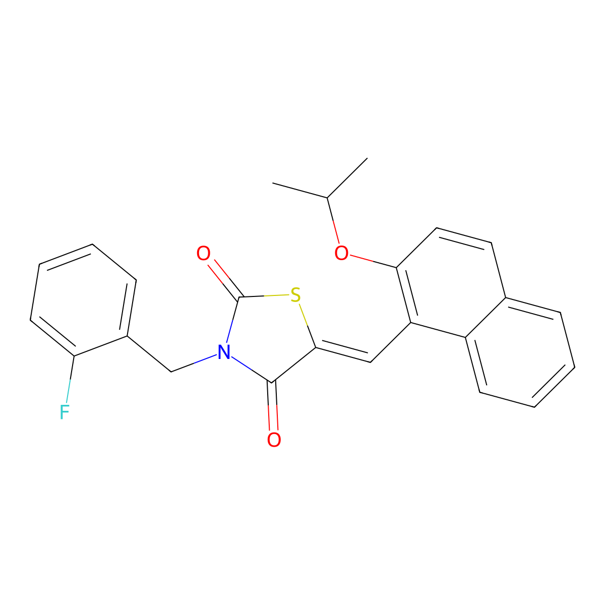 3-[(2-Fluorophenyl)methyl]-5-[[2-(1-methylethoxy)-1-naphthalenyl]methylene]-2,4-thiazolidinedione molecular structure, CAS 757221-69-5