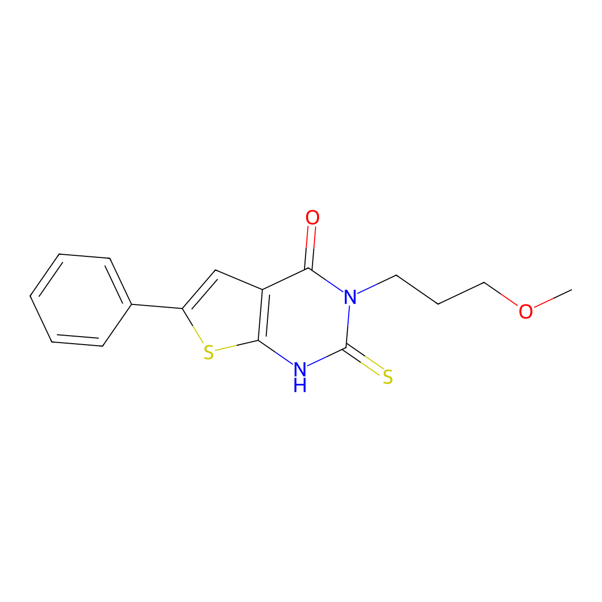 3-(3-methoxypropyl)-6-phenyl-2-sulfanyl-3H,4H-thieno[2,3-d]pyrimidin-4-one molecular structure, CAS 757221-93-5