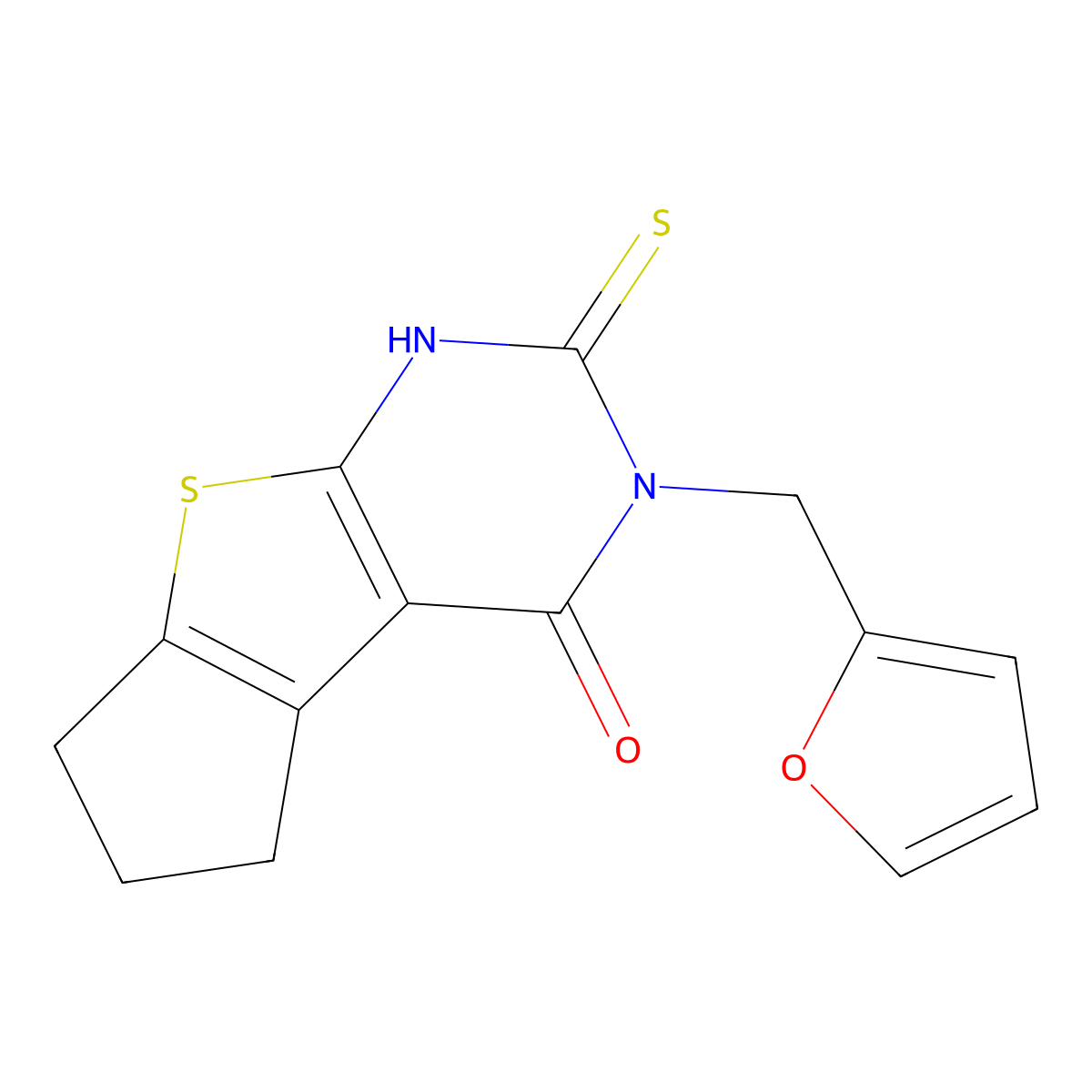 11-(Furan-2-ylmethyl)-10-sulfanyl-7-thia-9,11-diazatricyclo[6.4.0.0,2,6]dodeca-1(8),2(6),9-trien-12-one molecular structure, CAS 757221-96-8
