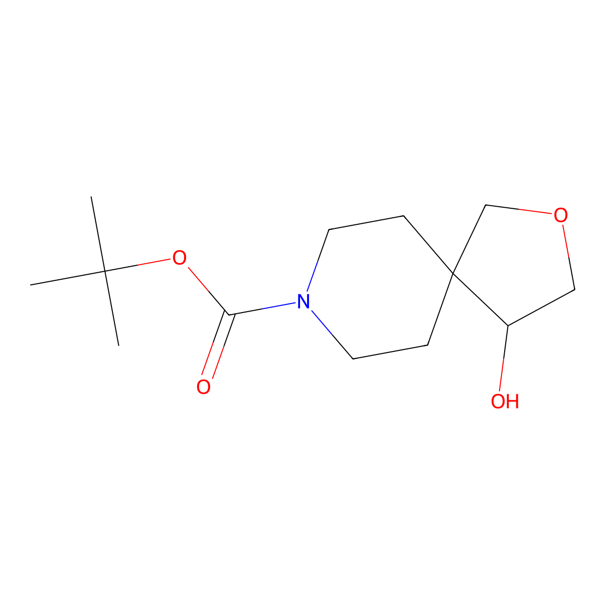 Tert-butyl 4-hydroxy-2-oxa-8-azaspiro[4.5]decane-8-carboxylate molecular structure, CAS 757239-42-2