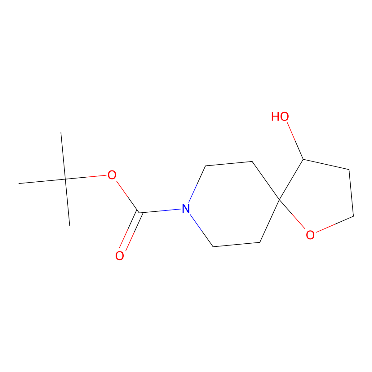 Tert-butyl 4-hydroxy-1-oxa-8-azaspiro(4.5)decane-8-carboxylate molecular structure, CAS 757239-67-1