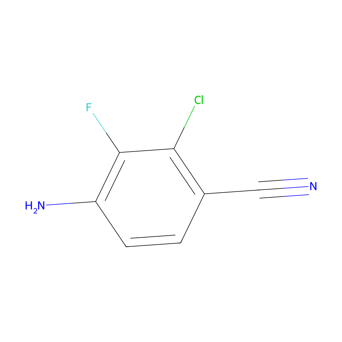 4-Amino-2-chloro-3-fluorobenzonitrile molecular structure, CAS 757247-99-7