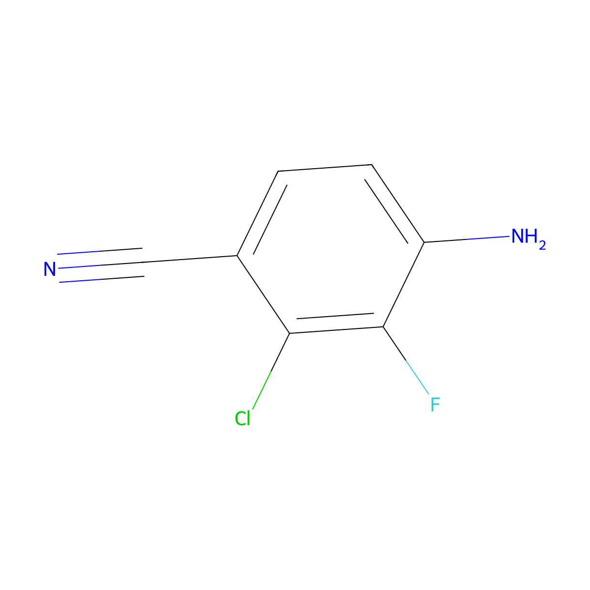 4-Amino-2-chloro-3-fluorobenzonitrile molecular structure, CAS 757247-99-7