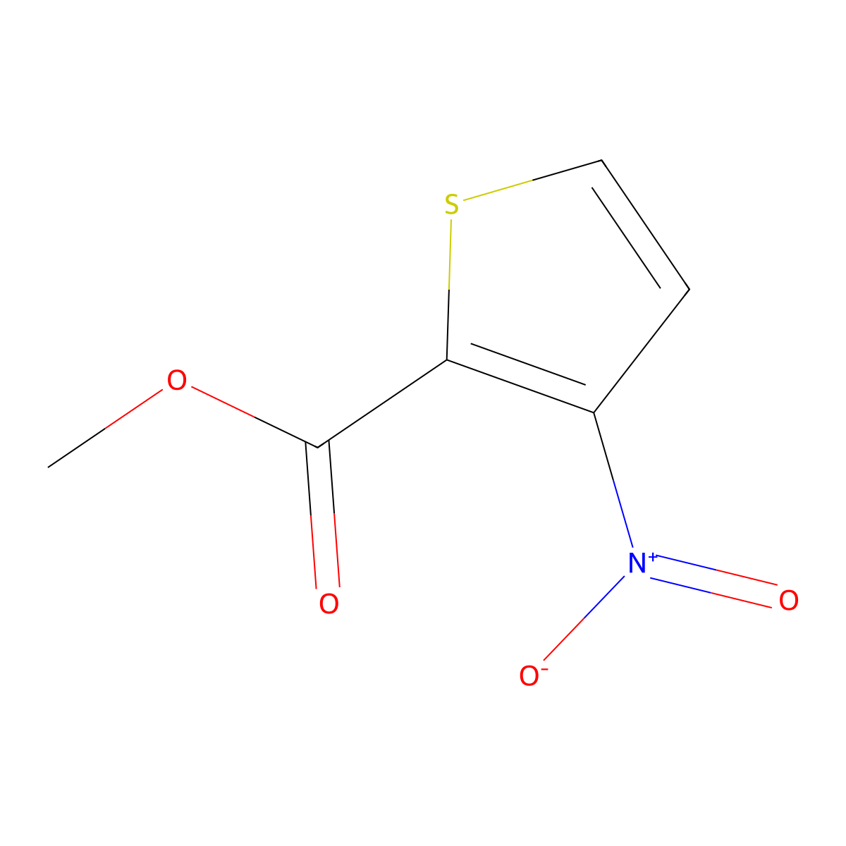 Methyl 3-nitrothiophene-2-carboxylate molecular structure, CAS 75735-44-3