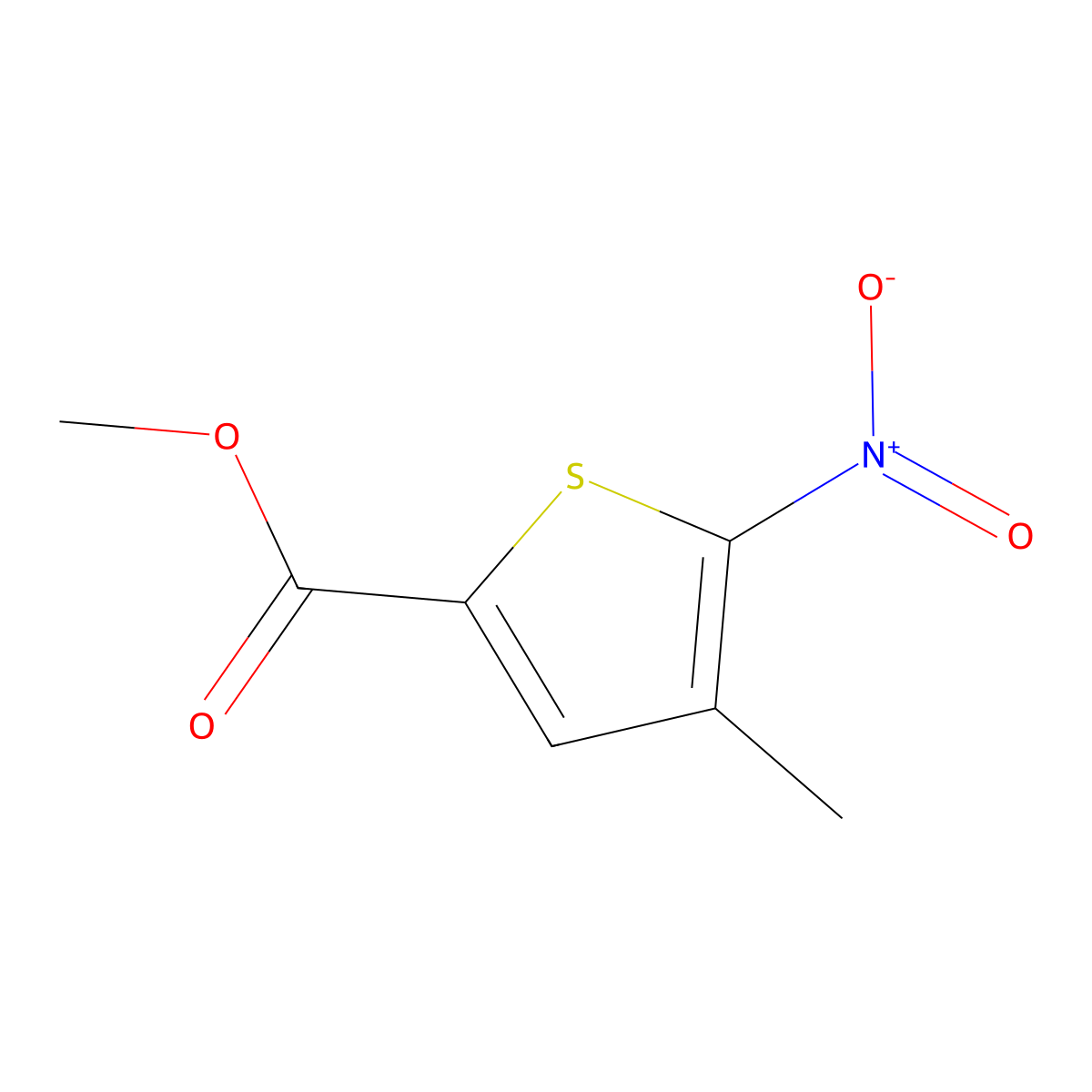 Methyl 4-methyl-5-nitrothiophene-2-carboxylate molecular structure, CAS 75735-47-6