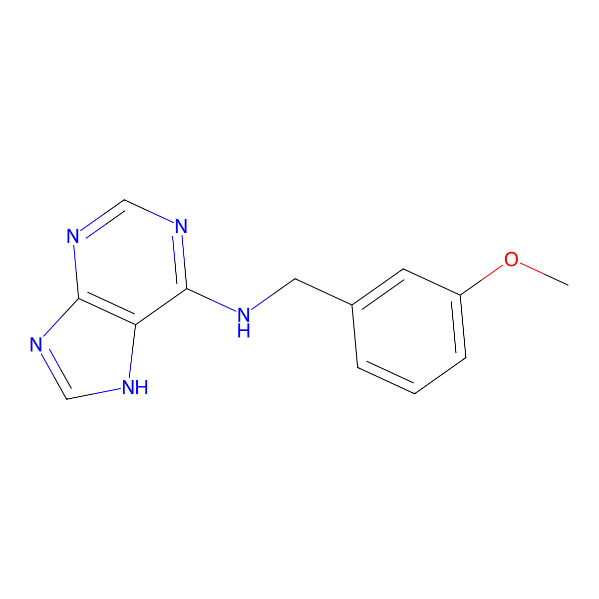 N-[(3-methoxyphenyl)methyl]-7H-purin-6-amine molecular structure, CAS 75737-39-2