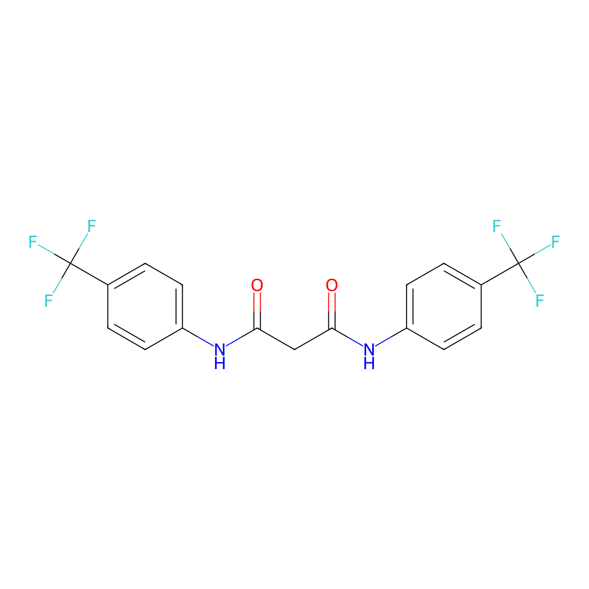 N,N'-bis[4-(trifluoromethyl)phenyl]propanediamide molecular structure, CAS 7574-50-7