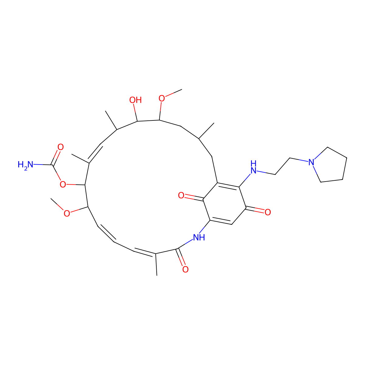 [(4Z,6Z,8S,9S,10Z,12S,13R,14S,16R)-13-hydroxy-8,14-dimethoxy-4,10,12,16-tetramethyl-3,20,22-trioxo-19-(2-pyrrolidin-1-ylethylamino)-2-azabicyclo[16.3.1]docosa-1(21),4,6,10,18-pentaen-9-yl] carbamate molecular structure, CAS 75747-23-8