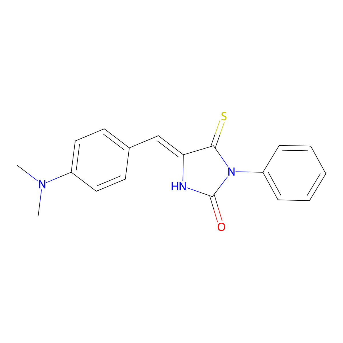 4-[[4-(Dimethylamino)phenyl]methylene]-1-phenyl-5-thioxo-2-imidazolidinone molecular structure, CAS 75747-99-8