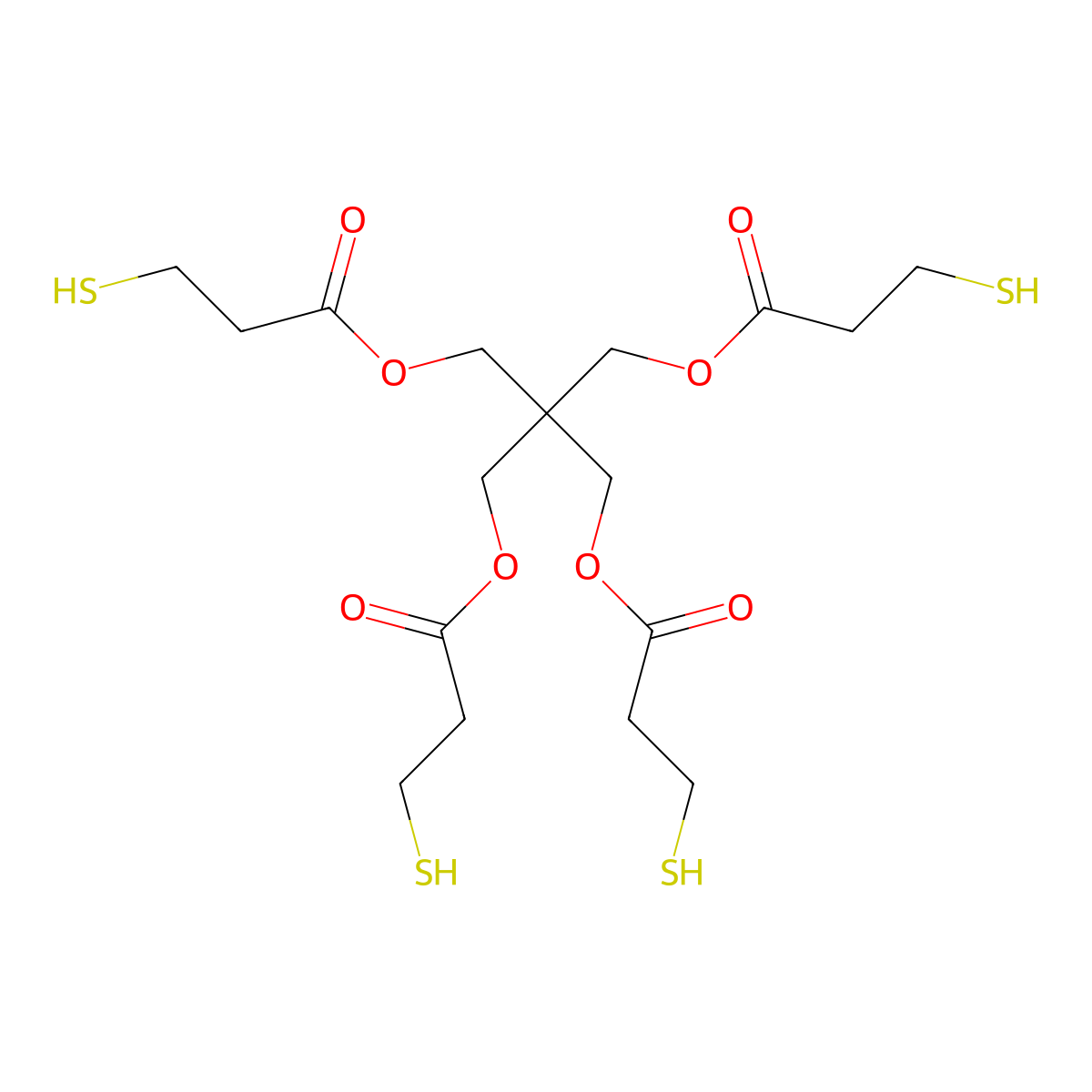 Pentaerythritol tetra(3-mercaptopropionate) molecular structure, CAS 7575-23-7