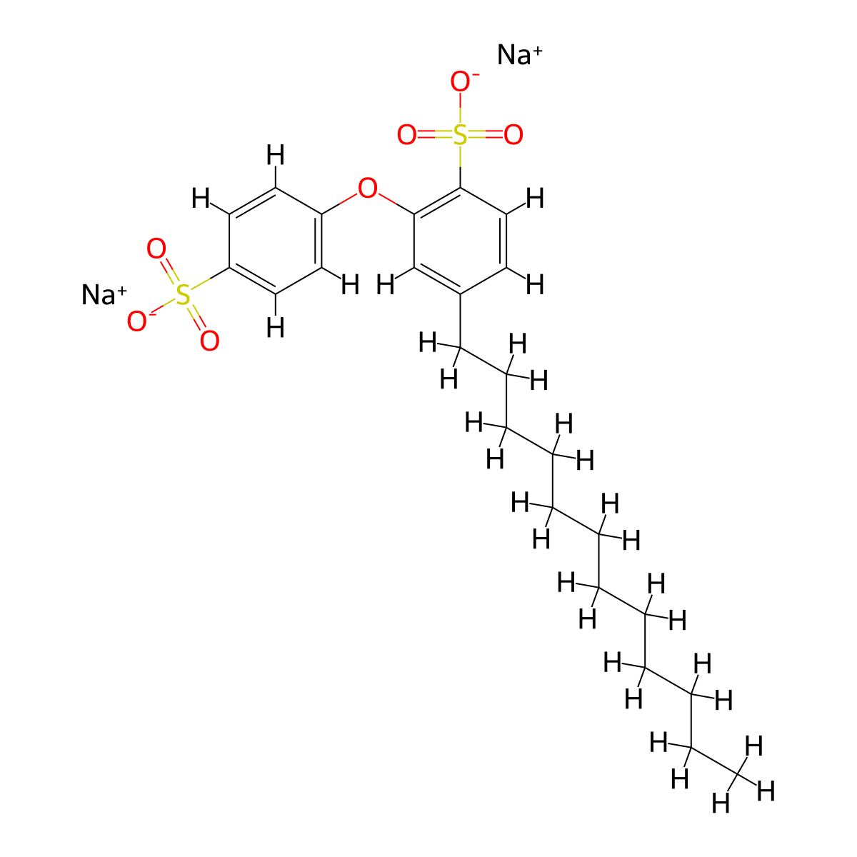 Disodium 4-dodecyl-2,4'-oxydibenzenesulfonate molecular structure, CAS 7575-62-4