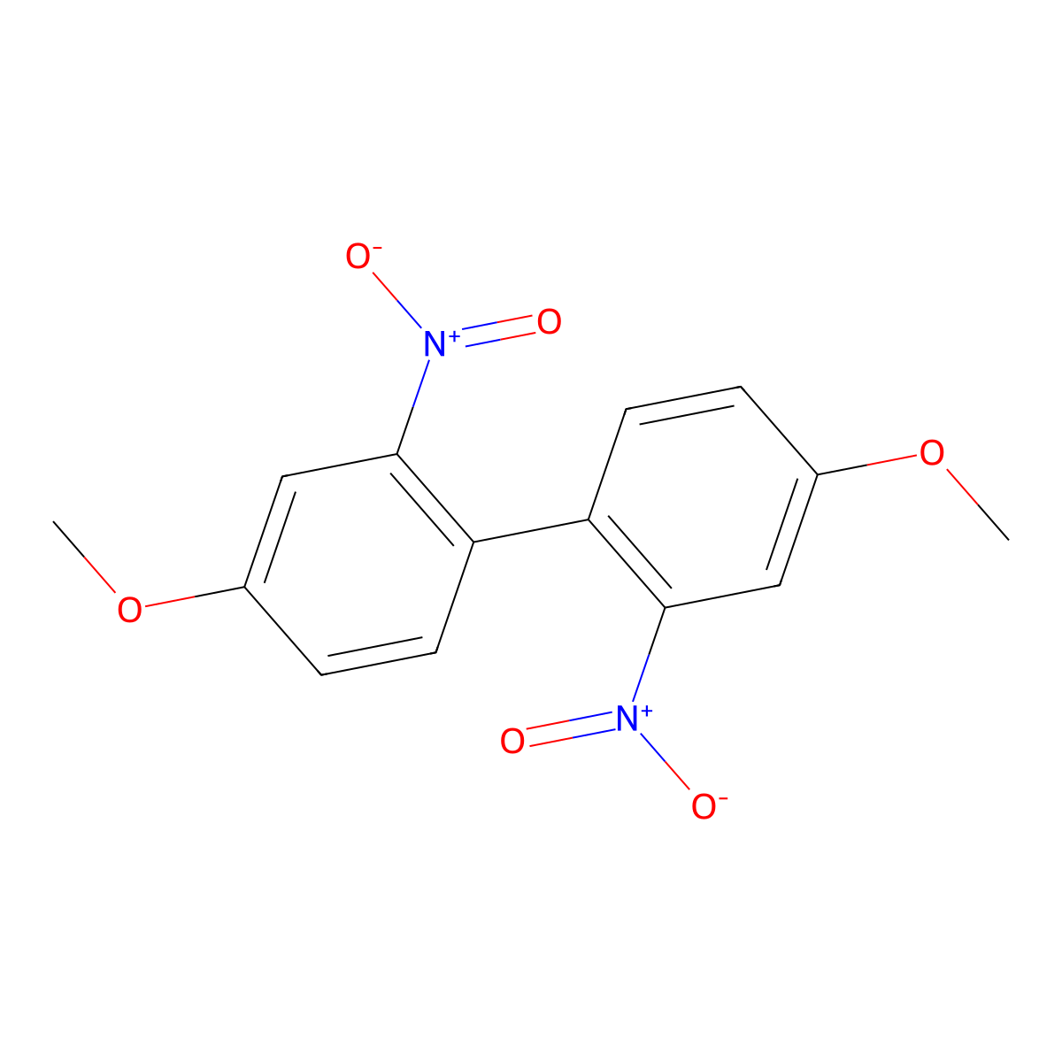 4,4'-Dimethoxy-2,2'-dinitrobiphenyl molecular structure, CAS 75753-19-4