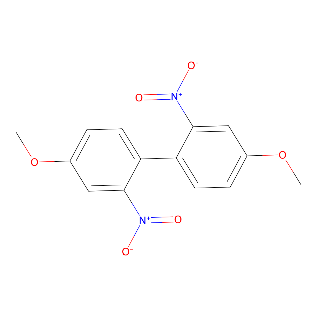 4,4'-Dimethoxy-2,2'-dinitrobiphenyl molecular structure, CAS 75753-19-4